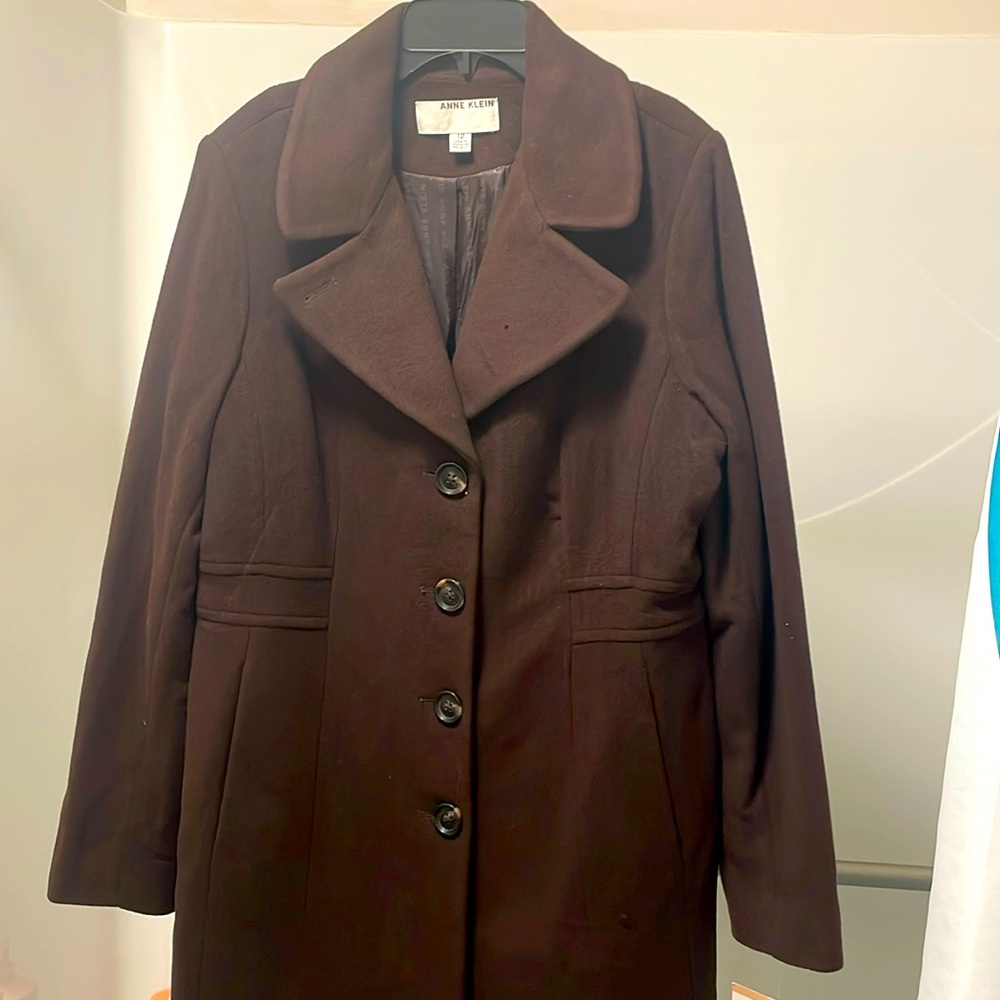 Merlot Anne Klein heavy wool lux pea coat.